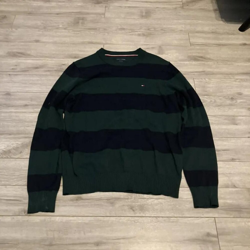 vintage tommy hilfiger long sleeve navy blue and green